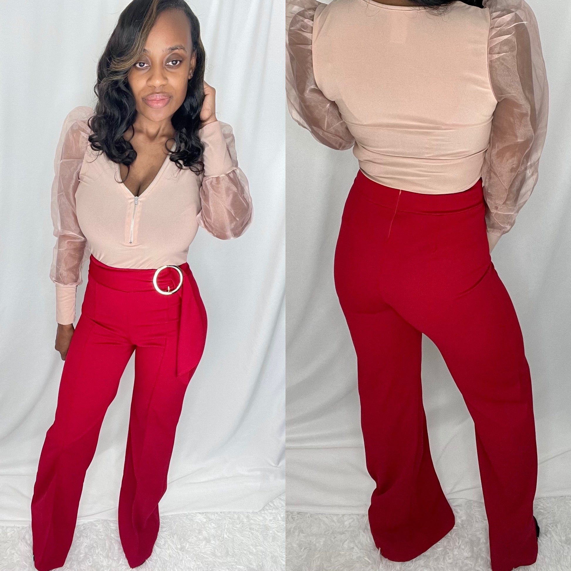 red work pants for women