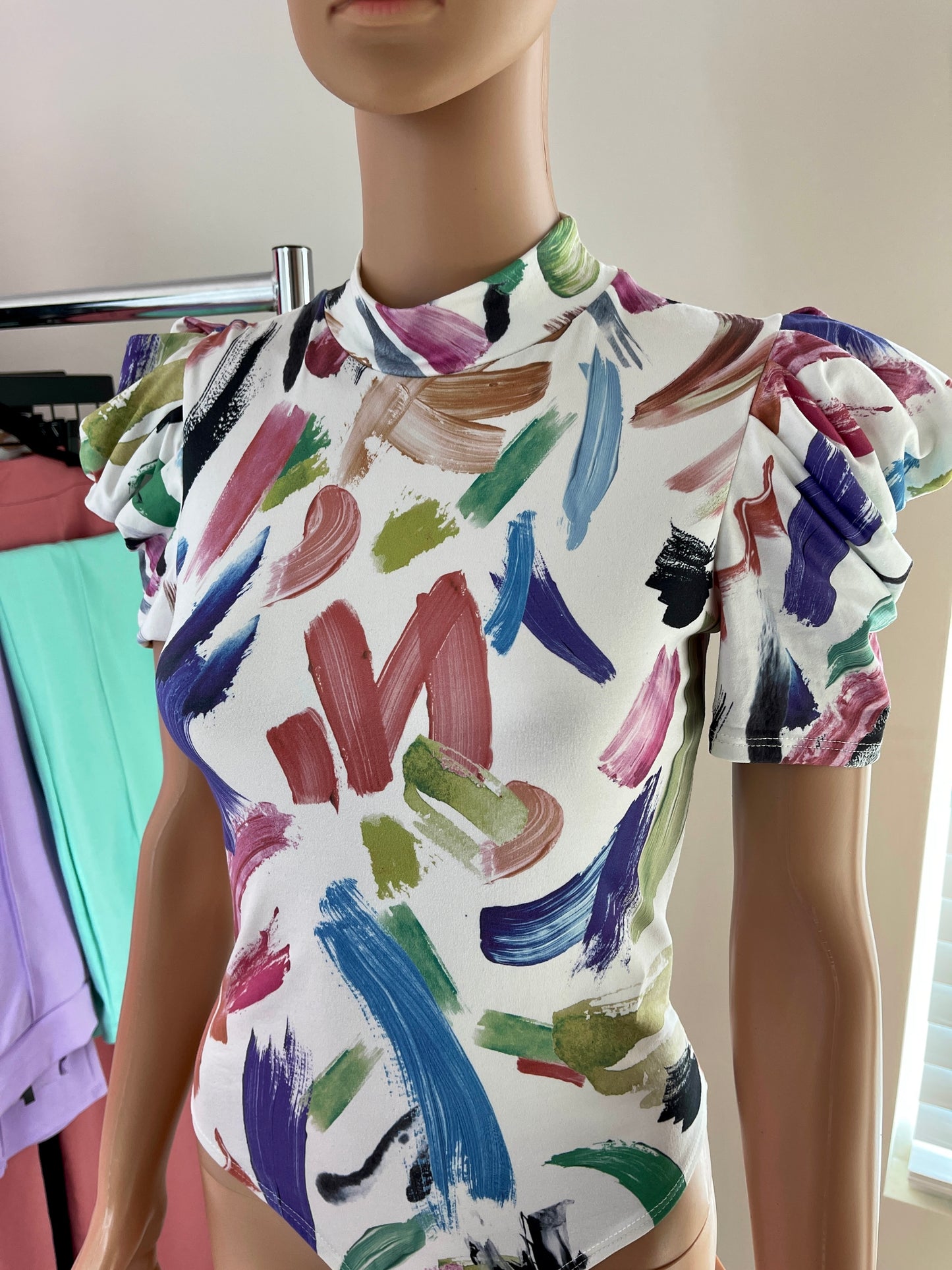 Abstract Tie Dye Print Bodysuit
